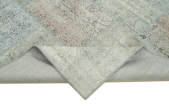 Kırk Yama Mavi Patchwork Pamuk Yün El Dokuma Halısı 171x241 Agacan