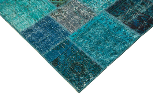 Kırk Yama Turkuaz Patchwork Pamuk Yün El Dokuma Halısı 171x240 Agacan