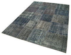 Kırk Yama Gri Patchwork Pamuk Yün El Dokuma Halısı 171x242 Agacan