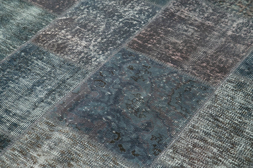 Kırk Yama Gri Patchwork Pamuk Yün El Dokuma Halısı 171x242 Agacan