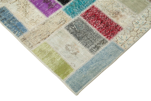 Kırk Yama Pembe Patchwork Pamuk Yün El Dokuma Halısı 178x246 Agacan