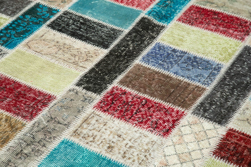 Kırk Yama Pembe Patchwork Pamuk Yün El Dokuma Halısı 178x246 Agacan