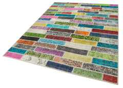 Kırk Yama Pembe Patchwork Pamuk Yün El Dokuma Halısı 172x227 Agacan