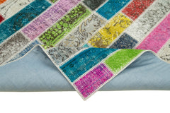 Kırk Yama Pembe Patchwork Pamuk Yün El Dokuma Halısı 172x227 Agacan