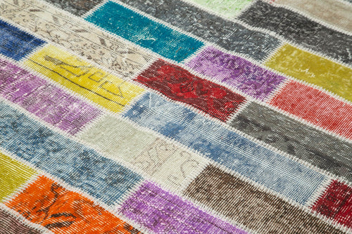 Kırk Yama Pembe Patchwork Pamuk Yün El Dokuma Halısı 172x230 Agacan