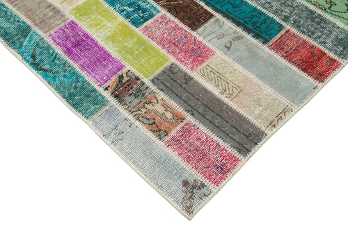 Kırk Yama Pembe Patchwork Pamuk Yün El Dokuma Halısı 170x238 Agacan