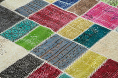 Kırk Yama Pembe Patchwork Pamuk Yün El Dokuma Halısı 177x229 Agacan