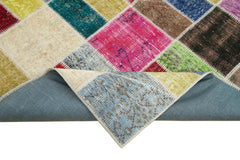Kırk Yama Pembe Patchwork Pamuk Yün El Dokuma Halısı 177x229 Agacan