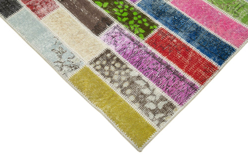 Kırk Yama Pembe Patchwork Pamuk Yün El Dokuma Halısı 176x227 Agacan