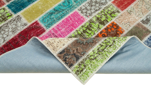 Kırk Yama Pembe Patchwork Pamuk Yün El Dokuma Halısı 176x227 Agacan