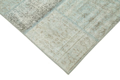 Kırk Yama Mavi Patchwork Pamuk Yün El Dokuma Halısı 170x240 Agacan
