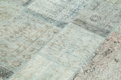 Kırk Yama Mavi Patchwork Pamuk Yün El Dokuma Halısı 170x240 Agacan