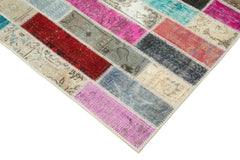 Kırk Yama Pembe Patchwork Pamuk Yün El Dokuma Halısı 170x237 Agacan
