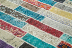 Kırk Yama Pembe Patchwork Pamuk Yün El Dokuma Halısı 170x237 Agacan