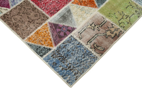 Kırk Yama Pembe Patchwork Pamuk Yün El Dokuma Halısı 180x232 Agacan