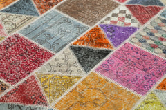 Kırk Yama Pembe Patchwork Pamuk Yün El Dokuma Halısı 180x232 Agacan