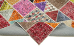 Kırk Yama Pembe Patchwork Pamuk Yün El Dokuma Halısı 180x232 Agacan