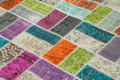 Kırk Yama Pembe Patchwork Pamuk Yün El Dokuma Halısı 173x225 Agacan