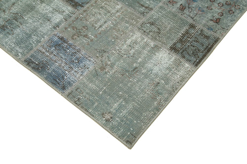 Kırk Yama Gri Patchwork Pamuk Yün El Dokuma Halısı 174x240 Agacan