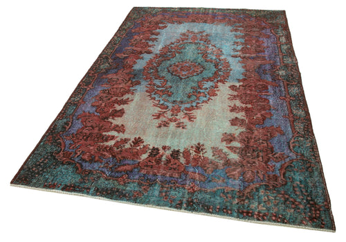 Oyma Vintage Yeşil Eskitme Pamuk Yün El Dokuma Halısı 170x277 Agacan