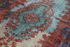 Oyma Vintage Yeşil Eskitme Pamuk Yün El Dokuma Halısı 170x277 Agacan