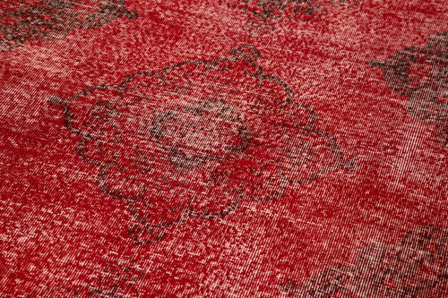 Zile Kırmızı Eskitme Pamuk Yün El Dokuma Halısı 150x390 Agacan