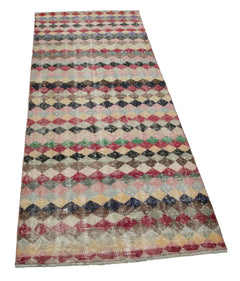 Checkered Runner Beyaz Geometrik Pamuk Yün El Dokuma Halısı 79x211 Agacan