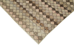 Checkered Kilim Bej Damalı Pamuk Yün El Dokuma Halısı 171x278 Agacan