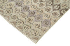 Checkered Kilim Bej Damalı Pamuk Yün El Dokuma Halısı 154x286 Agacan