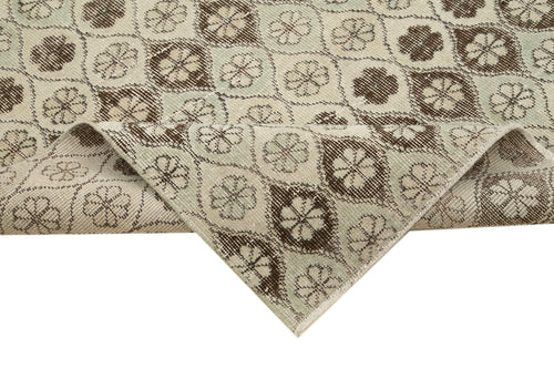 Checkered Kilim Bej Damalı Pamuk Yün El Dokuma Halısı 154x286 Agacan