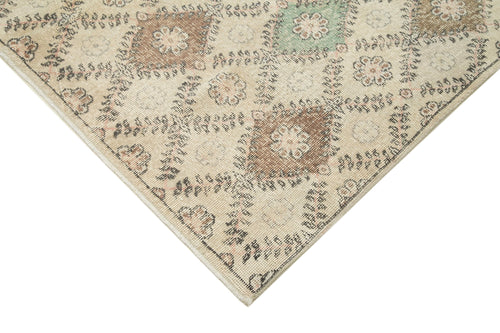 Checkered Kilim Bej Damalı Pamuk Yün El Dokuma Halısı 167x303 Agacan