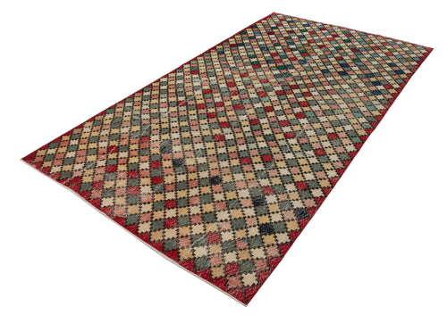 Checkered Kilim Beyaz Damalı Pamuk Yün El Dokuma Halısı 167x305 Agacan