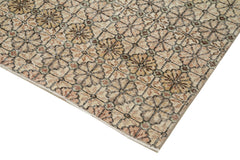 Checkered Kilim Bej Damalı Pamuk Yün El Dokuma Halısı 189x372 Agacan