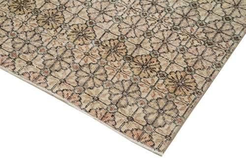 Checkered Kilim Bej Damalı Pamuk Yün El Dokuma Halısı 189x372 Agacan