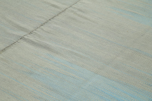 Degrade Kilim Mavi Çizgili Pamuk Yün El Dokuma Halısı 362x466 Agacan
