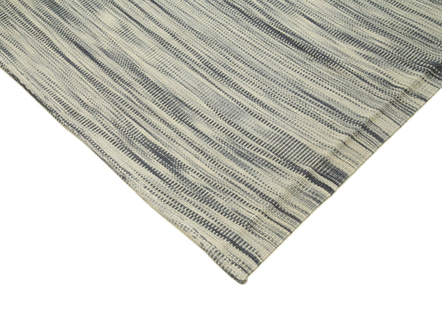 Degrade Kilim Gri Çizgili Pamuk Yün El Dokuma Halısı 299x387 Agacan