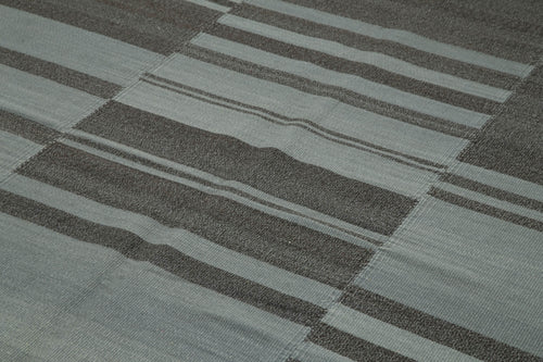 Degrade Kilim Gri Çizgili Pamuk Yün El Dokuma Halısı 213x331 Agacan