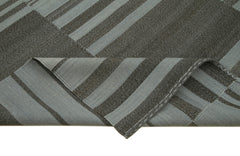 Degrade Kilim Gri Çizgili Pamuk Yün El Dokuma Halısı 213x331 Agacan