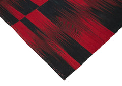 Degrade Kilim Kırmızı Çizgili Pamuk Yün El Dokuma Halısı 212x280 Agacan