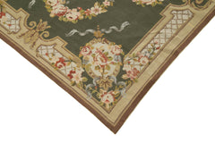 Needlepoint Floral Bej Çiçekli Pamuk Yün El Dokuma Halısı 117x174 Agacan
