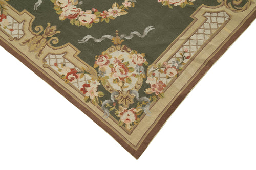 Needlepoint Floral Bej Çiçekli Pamuk Yün El Dokuma Halısı 117x174 Agacan