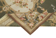 Needlepoint Floral Bej Çiçekli Pamuk Yün El Dokuma Halısı 117x174 Agacan