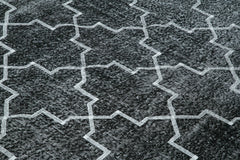 Geometric Carpet Siyah Geometrik Pamuk Yün El Dokuma Halısı 231x300 Agacan