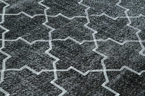 Geometric Carpet Siyah Geometrik Pamuk Yün El Dokuma Halısı 231x300 Agacan