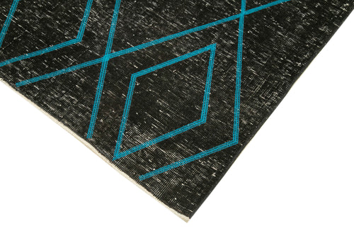 Geometric Carpet Siyah Geometrik Pamuk Yün El Dokuma Halısı 147x388 Agacan