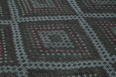 Geometric Kilim Siyah Geometrik Pamuk Yün El Dokuma Halısı 210x303 Agacan