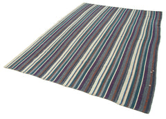 Chaput Kilim Mor Çizgili Pamuk Yün El Dokuma Halısı 190x270 Agacan