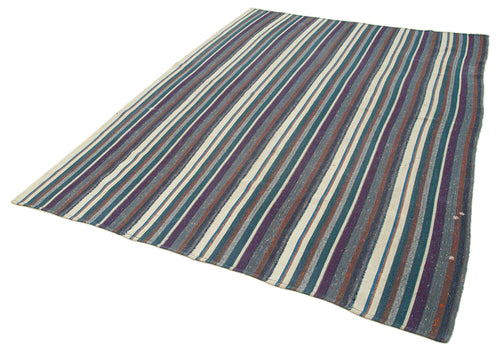 Chaput Kilim Mor Çizgili Pamuk Yün El Dokuma Halısı 190x270 Agacan