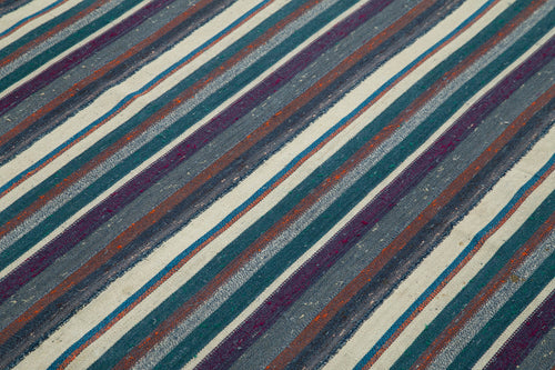 Chaput Kilim Mor Çizgili Pamuk Yün El Dokuma Halısı 190x270 Agacan