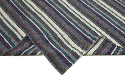 Chaput Kilim Mor Çizgili Pamuk Yün El Dokuma Halısı 190x270 Agacan